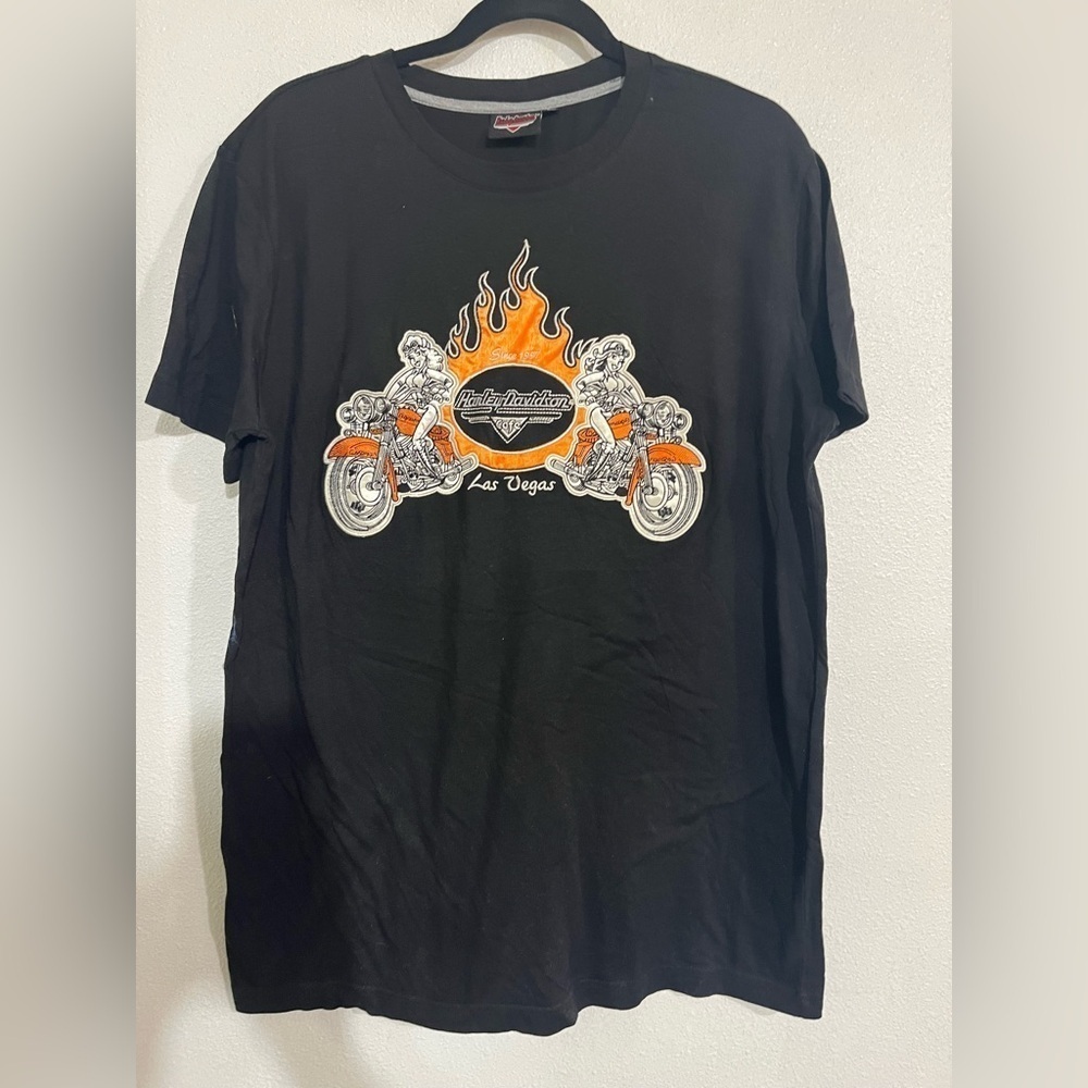 Harley Davidson Las Vegas embroidered patch Black T-shirt NWOT size XL authentic